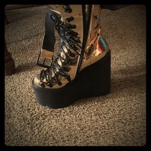 Dollskill gold gladiator goddess platform boots